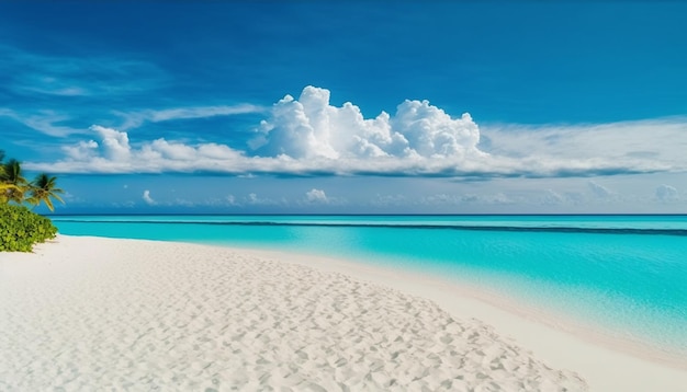 Schöne tropische Strände und Meer mit blauem Hintergrund, Strand am strahlend blauen Himmel, Hintergrund