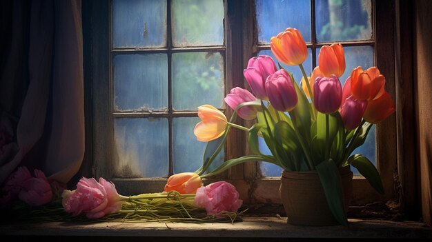 Foto schöne tulpen in einer vase