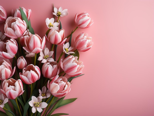 Schöne Tulpenblüten mit Kopie Raumhintergrund oben Ansicht Raum für Text