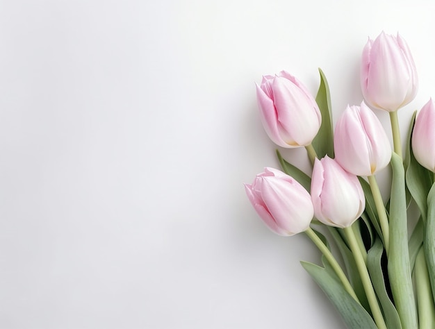 Schöne Tulpenblumen mit Kopienraumhintergrund, Draufsicht. Platz für Text