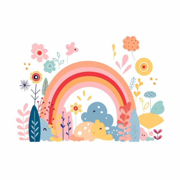 Schöne und bunte Kinderzimmer Boho Regenbogen Eine minimalistische flache Vektorillustration in spielerischer kindischer Art