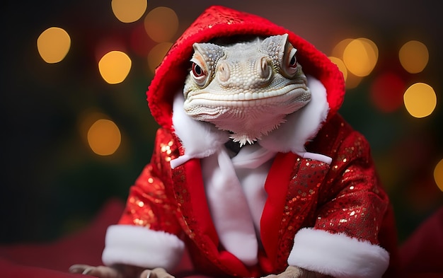 Schöne und lustige Tiere mit Weihnachtsmannskostüm Weihnachten-Tier-Hintergrund mit Kopierraum