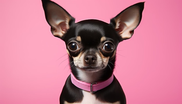 Schöne und spielerische Studio-Porträt eines niedlichen Hundes auf einem isolierten, farbenfrohen Hintergrund