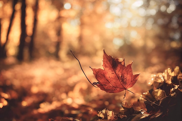 Schöne verschwommene Herbstlandschaft mit Herbstlaub im Sonnenschein