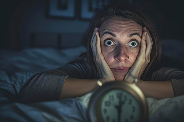 Foto schöne, verzweifelte frau mit schlaflosigkeit, depressiv.