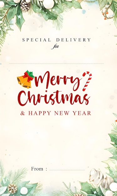 Schöne Weihnachts- und frohe Neujahrskartenvorlage Porträt