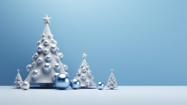 Schöne Weihnachtsbäume im 3D-Stil mit feierlichen Weihnachtsdekorationen