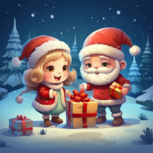 Schöne Weihnachtsmann-Paar-Illustration