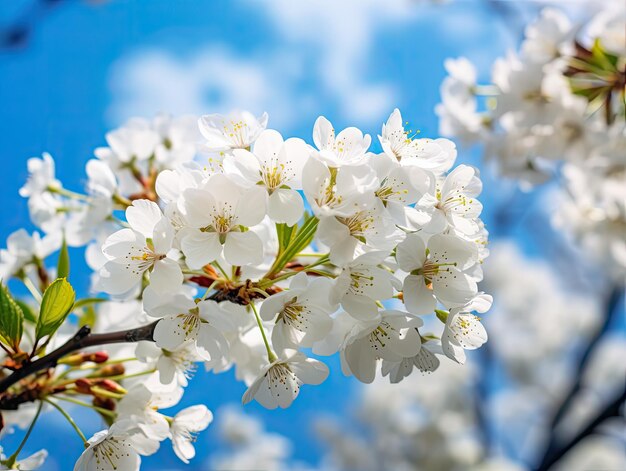 Schöne weiße Kirschblüten im Frühlingsgarten über der Natur Hintergrund