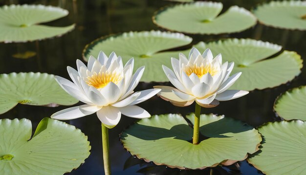 schöne weiße Wasserlilie oder Lotusblume im Teich