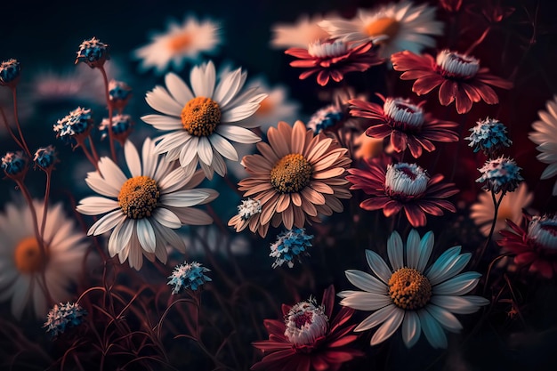 Foto schöne wildblumen kamille generative ai