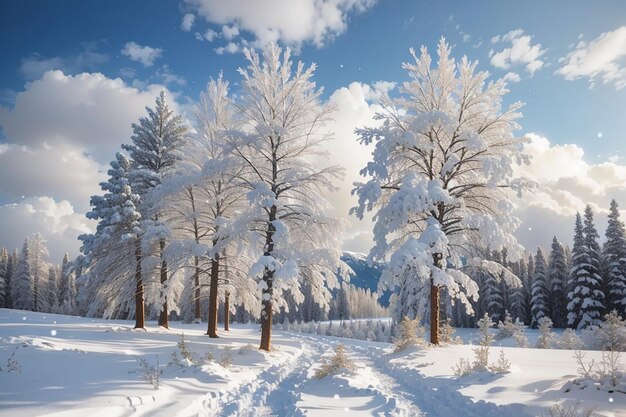 Schöne Winterlandschaft mit schneebedeckten Bäumen