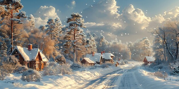 Schöne Winternaturlandschaft atemberaubender Bergblick landschaftliches Bild des Waldes frostiger Tag auf Ski