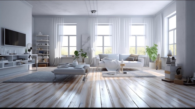 Schöne Wohnzimmerinnenwand in weißer Farbe