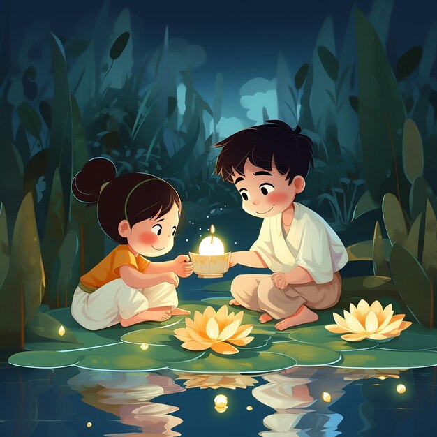 Foto schöne zeichentrickfilme zum loy krathong festival