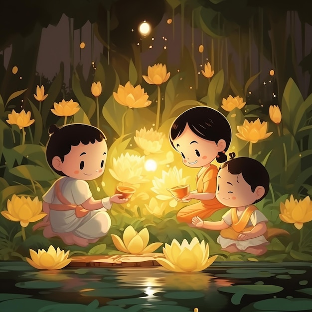 Foto schöne zeichentrickfilme zum loy krathong festival