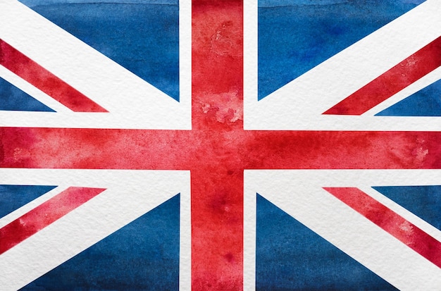 Schöne Zeichnung der Flagge Großbritanniens. Nahaufnahme, keine Leute, strukturierte Oberfläche. Herzlichen Glückwunsch an Familie, Verwandte, Freunde und Kollegen