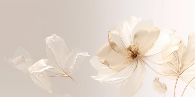 Schöner abstrakter beige-weißer, transparenter Blumenmuster-Hintergrund, schöne generative KI AIG32