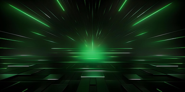 Schöner abstrakter futuristischer dunkler Hintergrund mit vielen Linien und neongrünem Glanz
