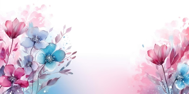 Schöner abstrakter rosa blauer Pastell-Aquarell-Blumenmuster-Hintergrund, schöne generative KI AIG32