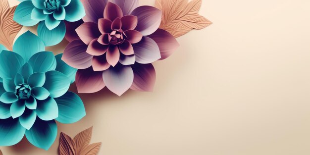 schöner abstrakter türkis lila beige floraler Designhintergrund schöne generative KI AIG32