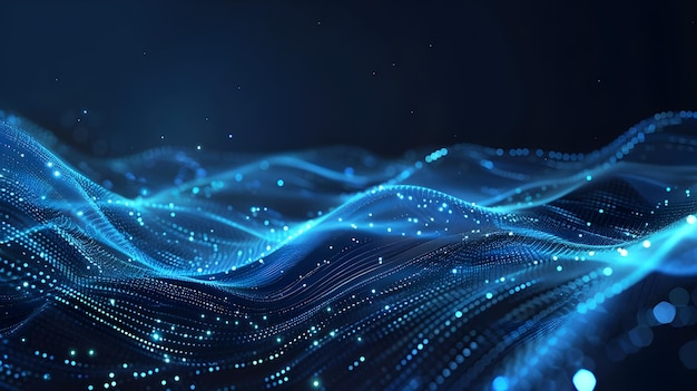Schöner abstrakter Wellentechnologiehintergrund mit Unternehmenskonzept des digitalen Effekts des blauen Lichts