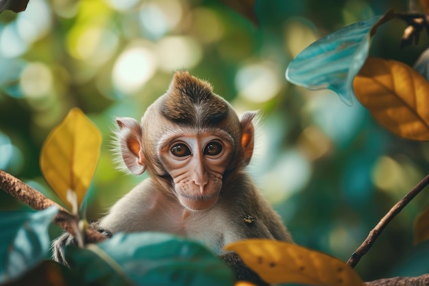 Schöner Affe, der Zeit in der Natur verbringt