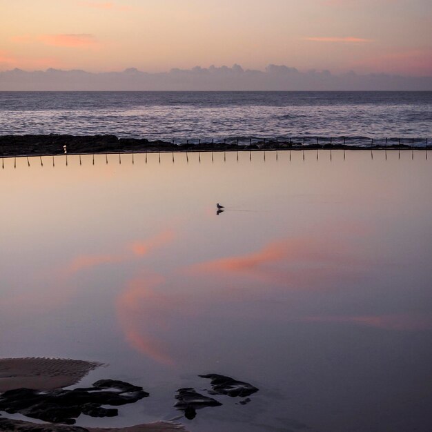 Foto schöner blick auf das meer bei sonnenuntergang