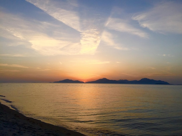 Schöner Blick auf das Meer gegen den Himmel beim Sonnenuntergang