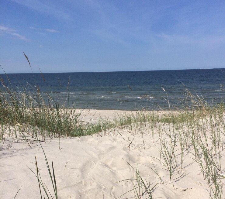 Foto schöner blick auf das meer vor klarem himmel