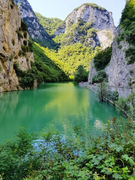 Foto schöner blick auf den see und die berge