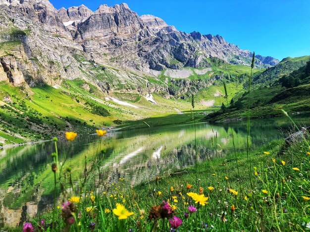 Foto schöner blick auf den see vor einem bewölkten himmel