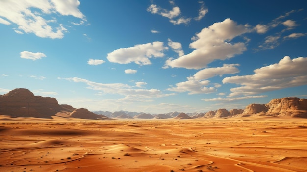 Schöner Blick auf die ruhige Wüste unter dem klaren Himmel