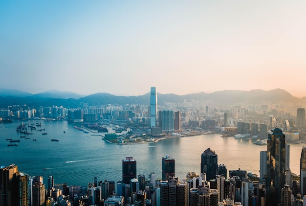 Schöner Blick auf die Skyline von Hongkong