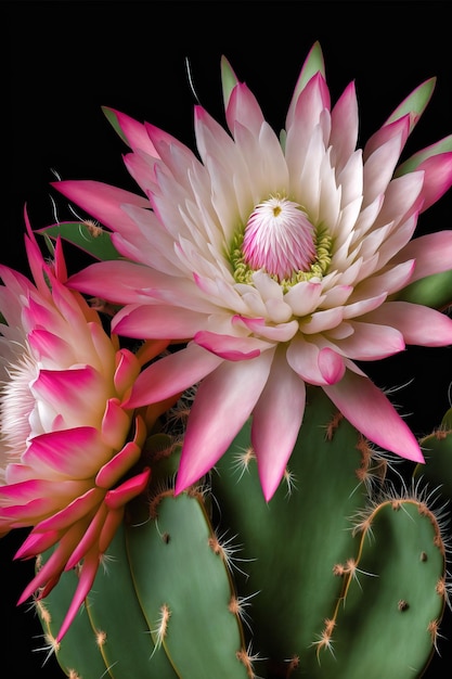 schöner blühender kaktus nahaufnahme generative ai