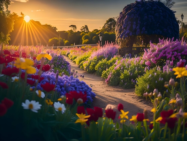 schöner Blumengarten mit wunderschönen Blumen