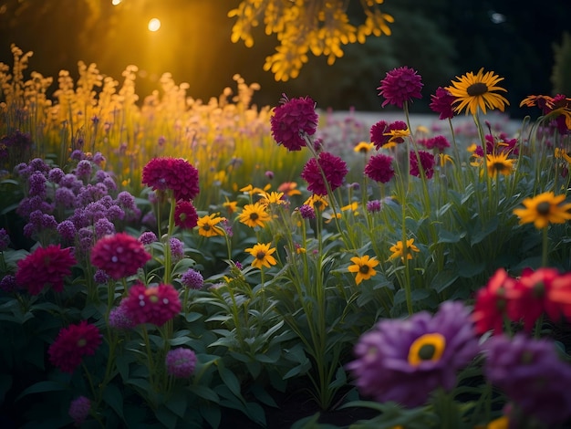 schöner Blumengarten mit wunderschönen Blumen