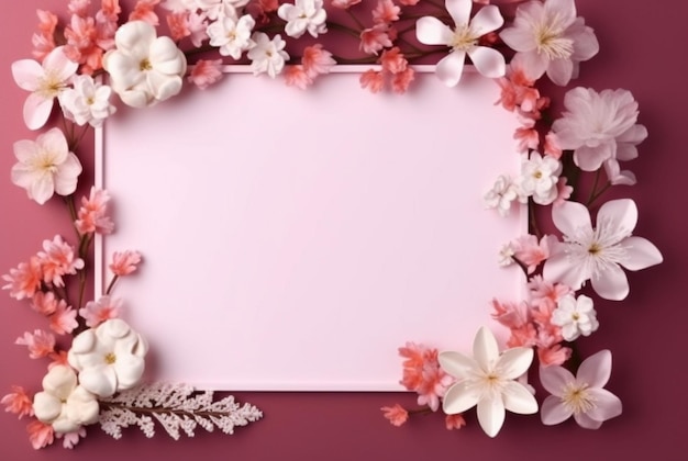 Schöner Blumenrahmen und leeres Blatt für generative Notizen oder Fotos