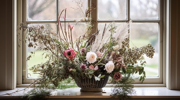 Foto schöner blumenstrauß in einer vase blumenarrangement