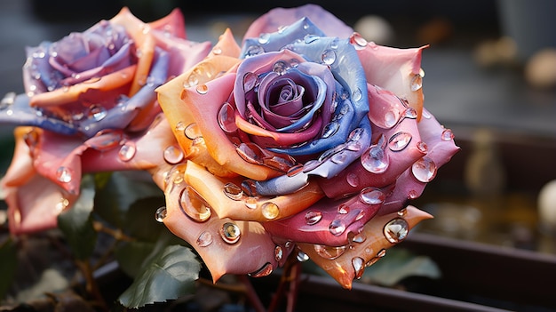 schöner Blumenstrauß mit bunten Rosen