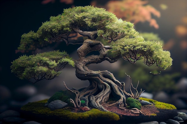 Schöner Bonsai-Baum im Garten