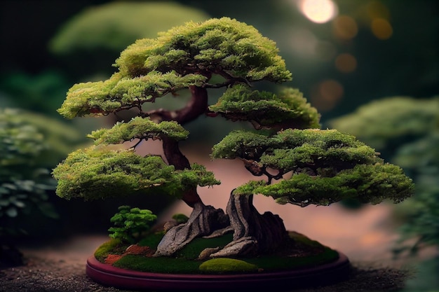 Schöner Bonsai-Baum im Garten