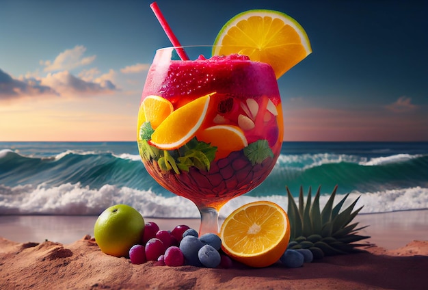 Schöner Cocktail am Strand Generative AI