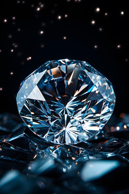 Schöner Diamant auf schwarzem Hintergrund mit Bokeh-Effekt