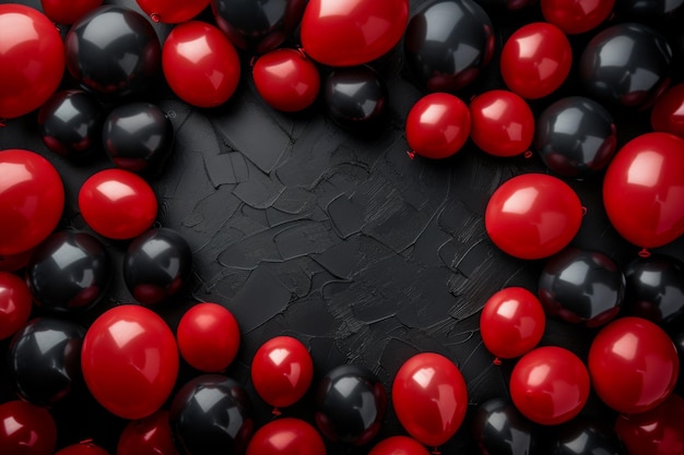 Schöner festlicher Hintergrund mit schwarzen und roten Ballons