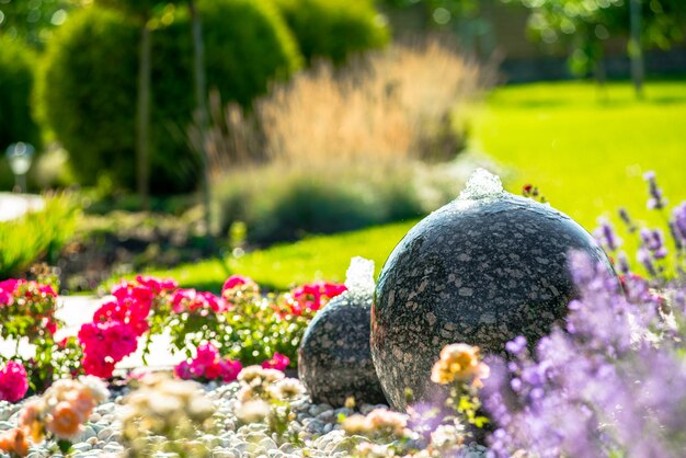 Schöner Garten mit lebendiger Vegetation