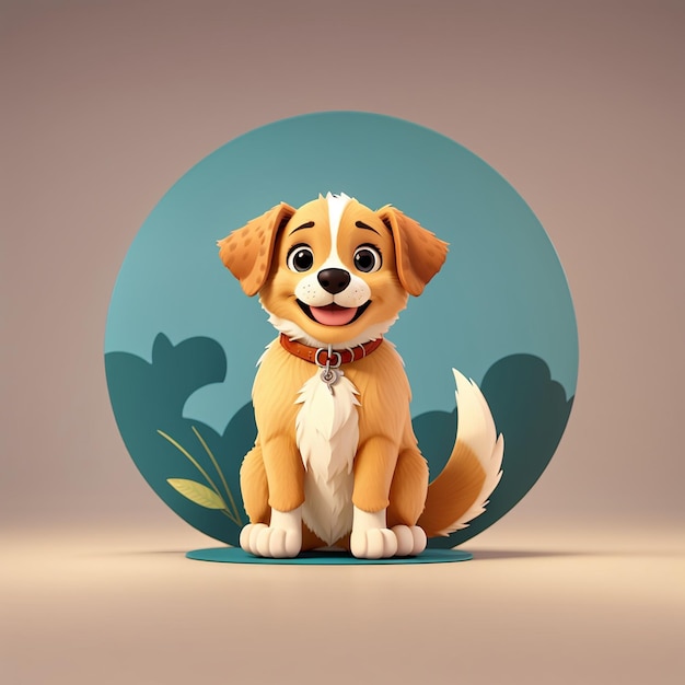 Schöner Hund sitzender Cartoon-Vektor-Ikon-Illustration Tier-Natur-Icon-Konzept isoliertes Premium