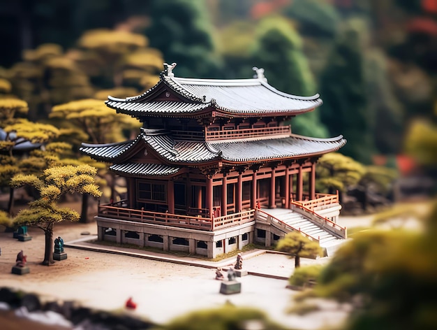 Schöner japanischer Tempel im Wald