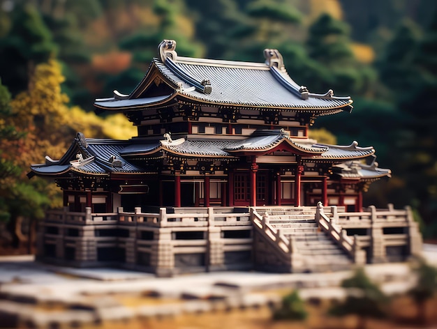 Schöner japanischer Tempel im Wald