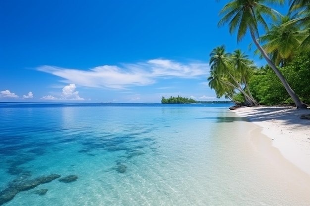 Schöner leerer tropischer Strand und Meereslandschaft im Hintergrund